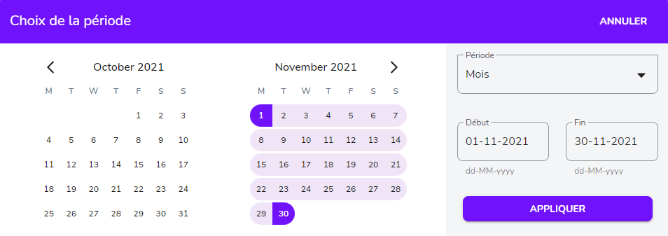 Filtrer par date : utilisation du calendrier