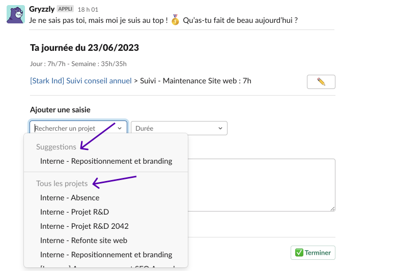 Suggestions de saisies v2
