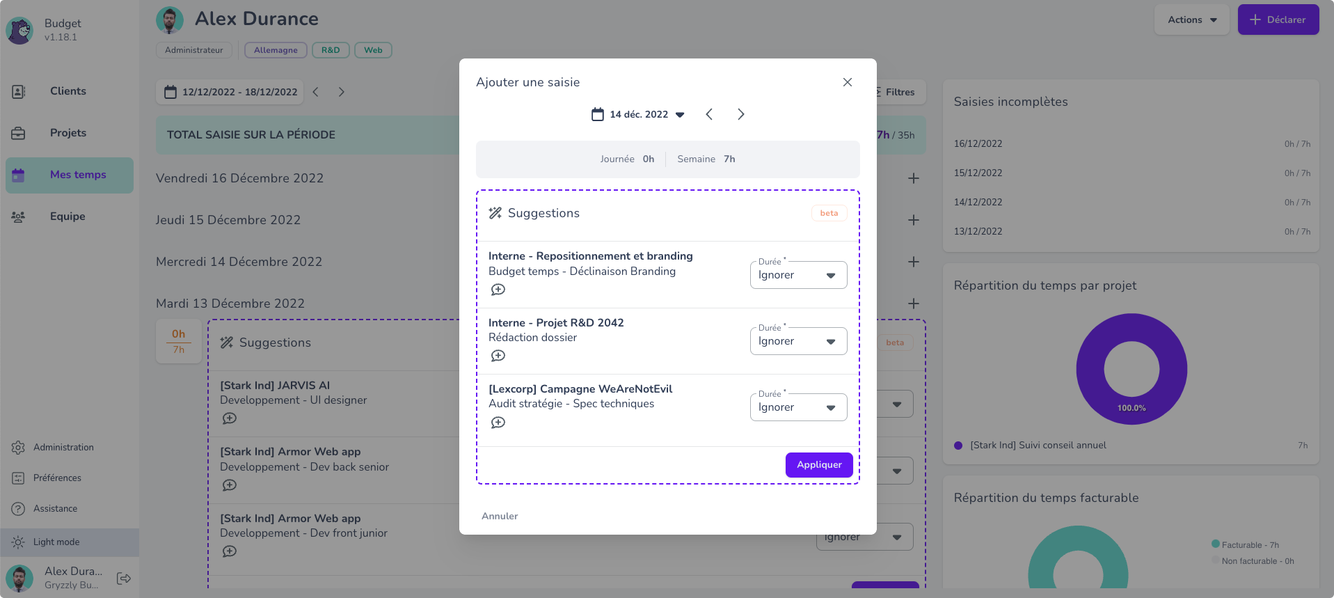 suggestions dashboard