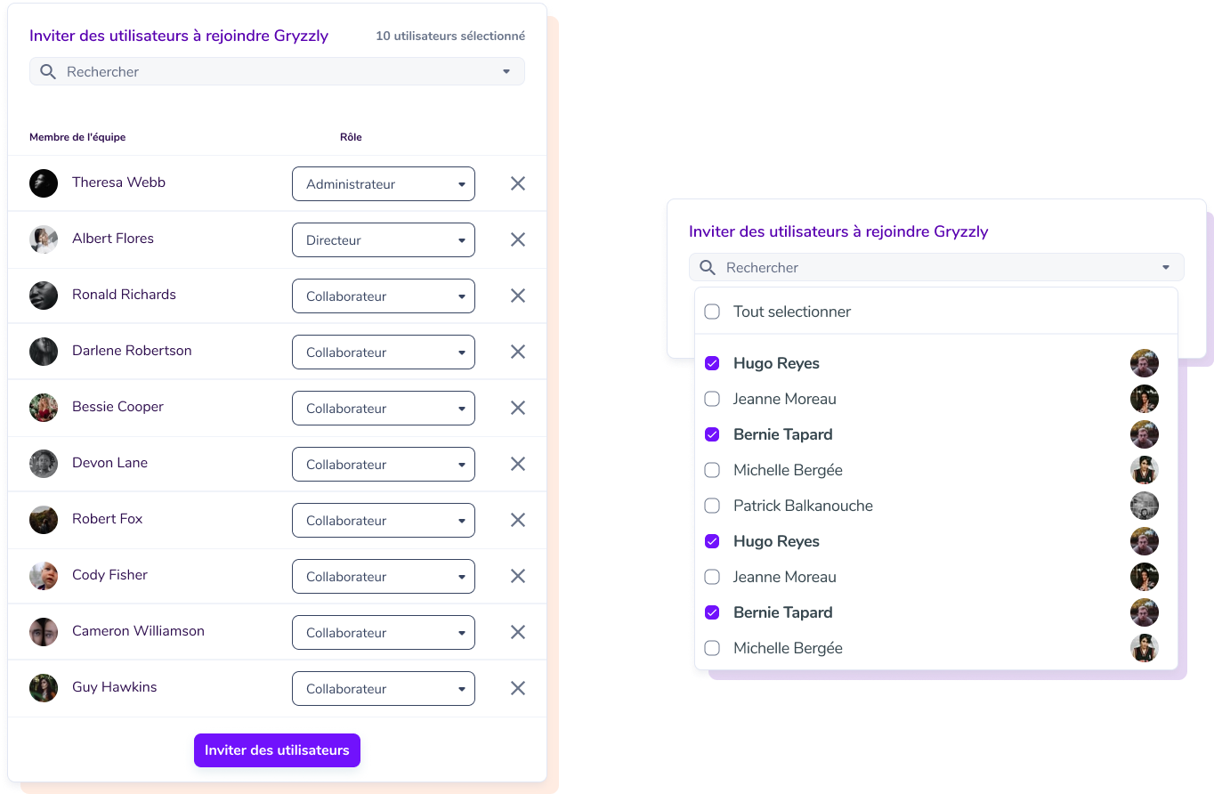 Invitation des utilisateurs dans Gryzzly