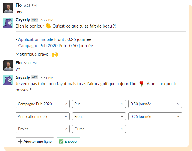 Lister les declarations de la journee Gryzzly