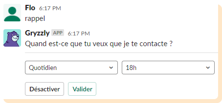 Rappel chatbot Gryzzly