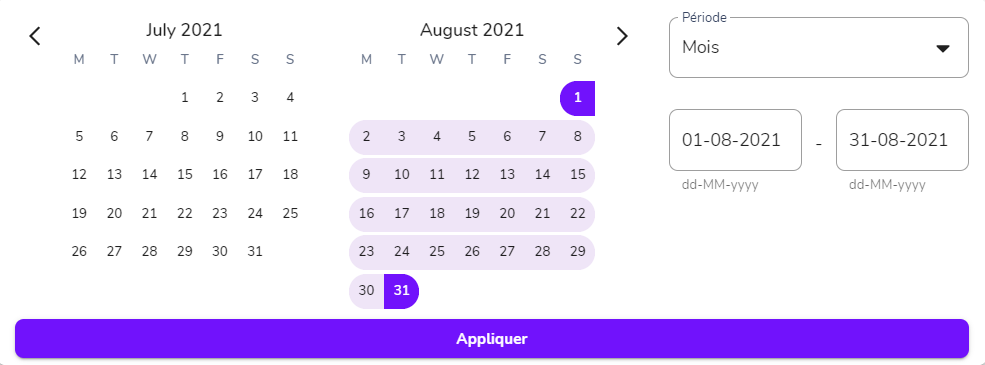 Filtre par date dans Gryzzly