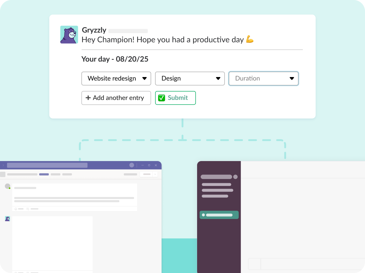 Time tracking chatbot in Slack or Teams