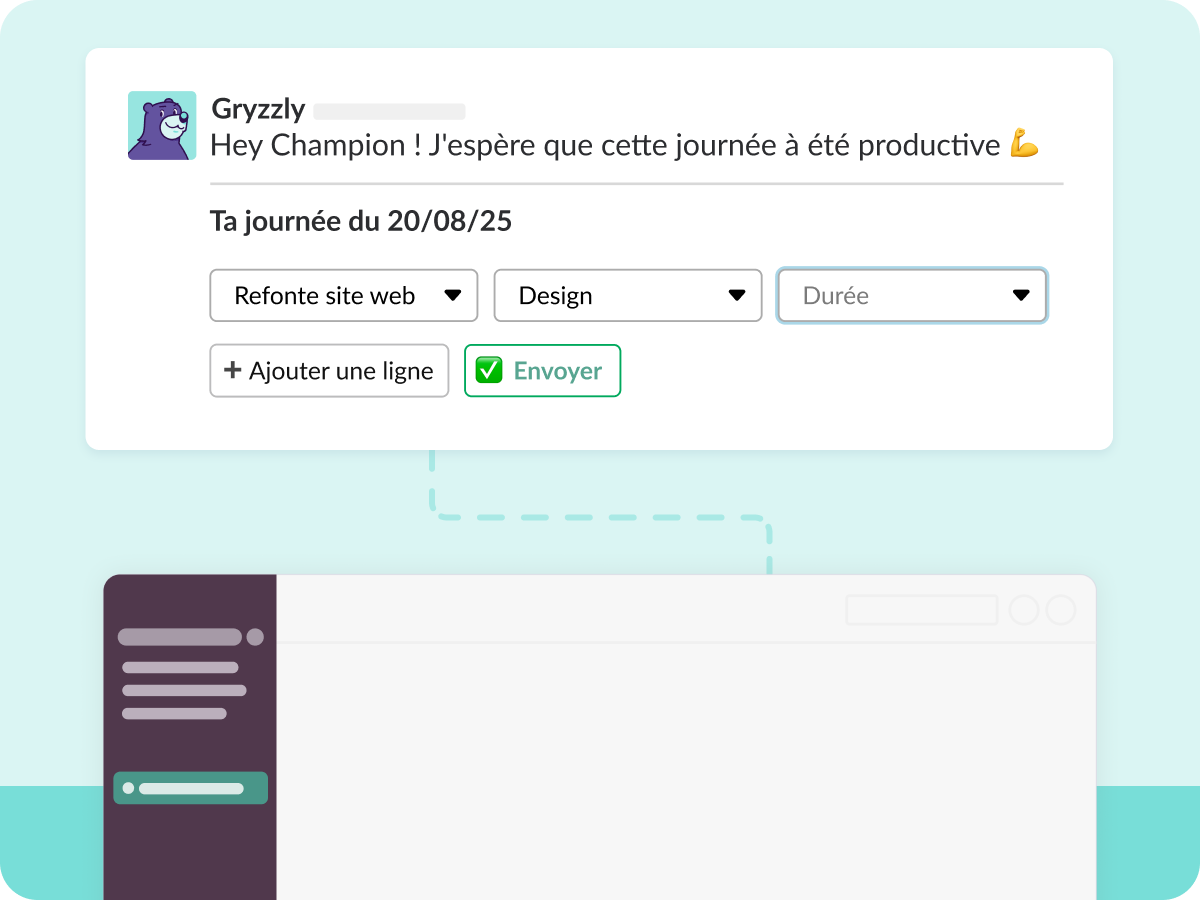 Chatbot Gryzzly collectant les temps dans Slack